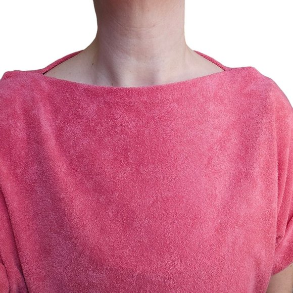 Vintage Womens 70s L XL Sears Terry Cloth Towel Surf Beach Mod Hippy‎ Shirt Pink - Picture 6 of 9